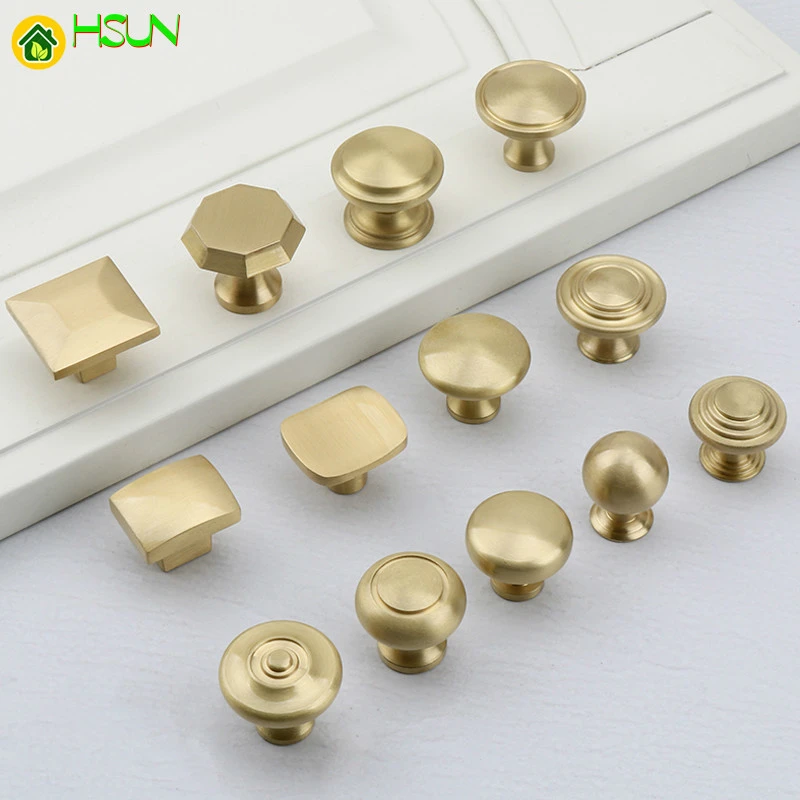 UK 1PC Hexagon Brass Kitchen Drawer Knobs Handles Cupboard Door