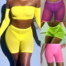 Высокая талия женские пляжные шорты Купальники пляжные сетки сокрытия сплошной розовый фиолетовый желтый для женщин купальники для малышек