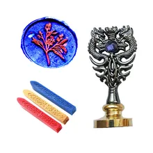 Фирменная индивидуальная восковая печать комплект печатей лист растение природа Металл Дракон ручка винтажные свадебные приглашения(дракон черный