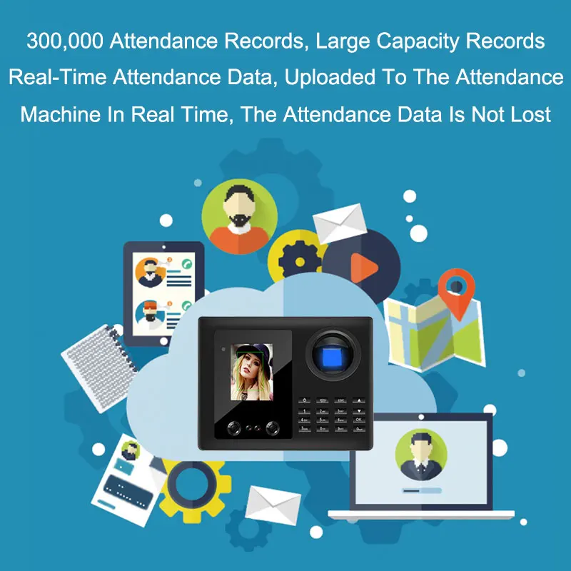 OULET Biometric Face Fingerprint TCP/IP USB Attendance System Access Control Time Clock Recorder Office Employees Device Reader 