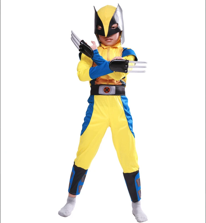 

Purim X-Men Super Hero Comics Boy Kids Cosplay Wolverine Logan Halloween Carnival Costume Party Fancy Dress