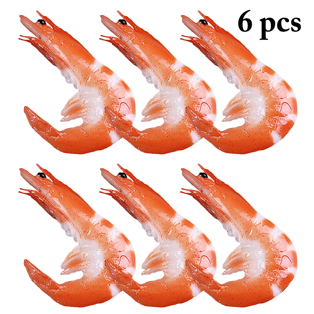 

6PCS Simulation Fake Food Model Photo Props PVC Shrimp Simulation Lobster Crab Model High Imitation Shrimp Shooting Prop