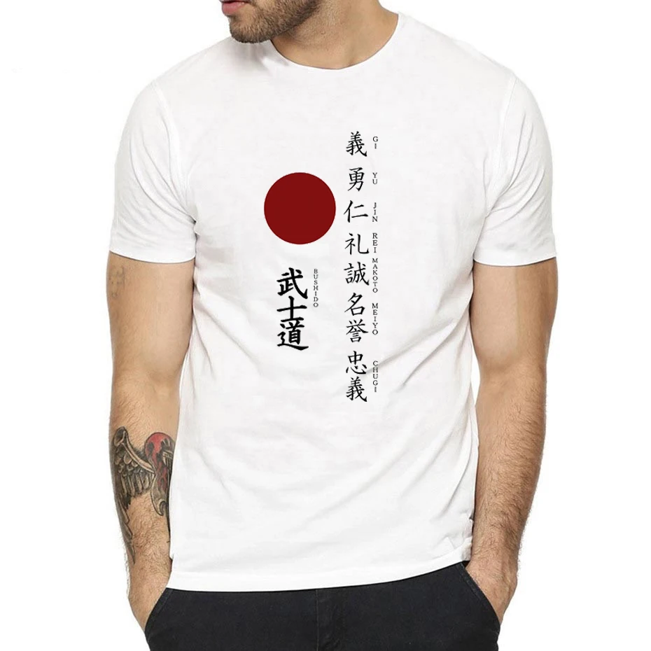 

2019 Fashion Bushido The Seven Virtues Japanese Samurai Japan Martial Art Anime T-shirt Tee Shirt Aesthetic Harajuku Fashion