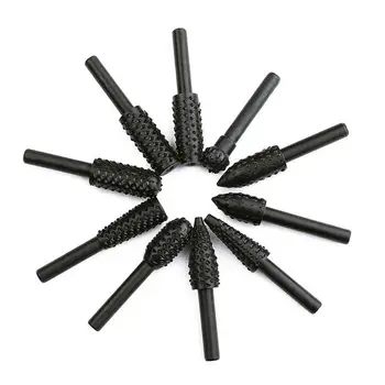 

10PCS/Set 6 mm Black Rotary Wood Milling Drill Bit Carbon Steel Rotary Rasp File For Woodworking Power Tool J3