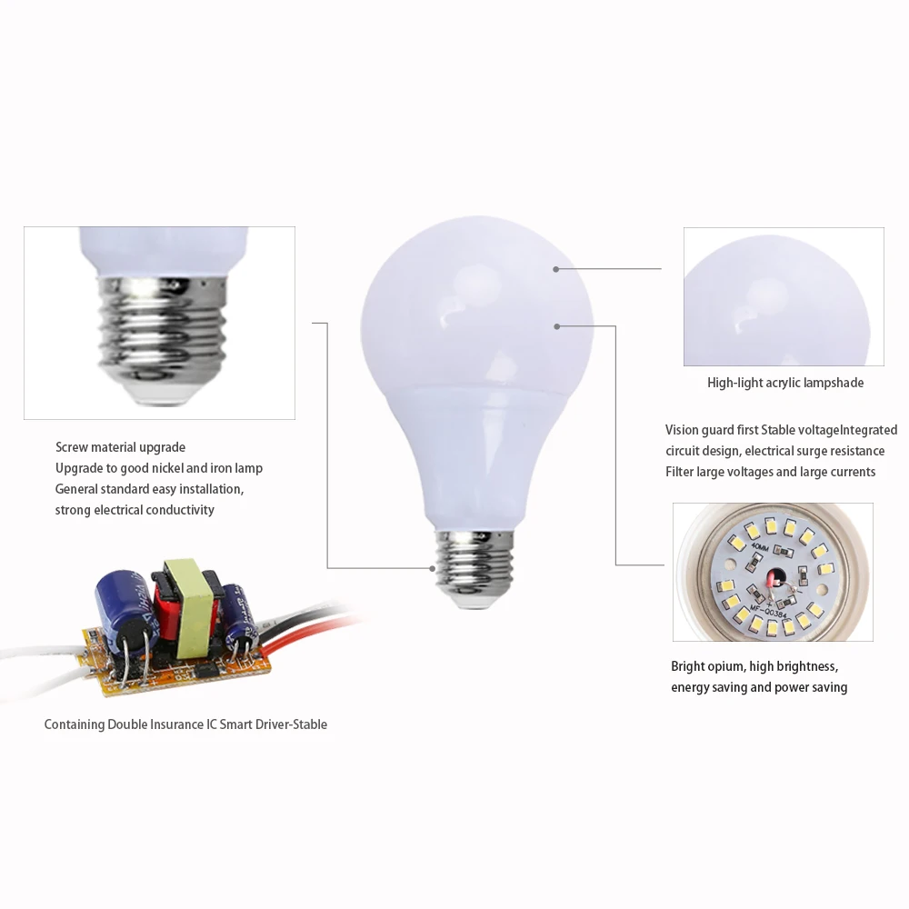 10x E27 LED Light Bulb 3W 5W 7W 9W 12W 15W Globe Lamp AC/DC 12-24V/AC 85-265V #T