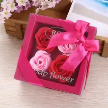 4 шт Ароматические ванны тела лепесток розы мыло Творческий роза цветы душистого мыла Свадебные украшения подарок на день Валентина