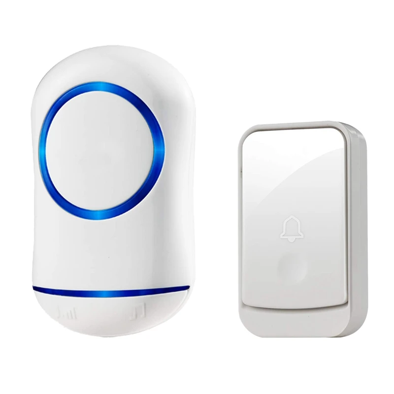 

Waterproof Wireless Doorbell Chime Kit With Led Light, 1 Receiver And 1 Push Button, Operating At 650-Feet Range With 45 Chime