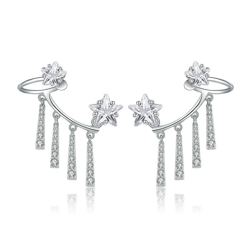 

Real 925 Sterling Silver Hyperbole Geometric Irregular Drop Earrings for Women Clear CZ Sterling Silver Jewelry SCE503