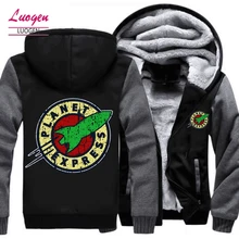 Drop shipping USA Size Adult Men Women Planet Express Thicken Hoodie Zipper Coat Winter Fleece Warm Hooded Jackets Free shipping