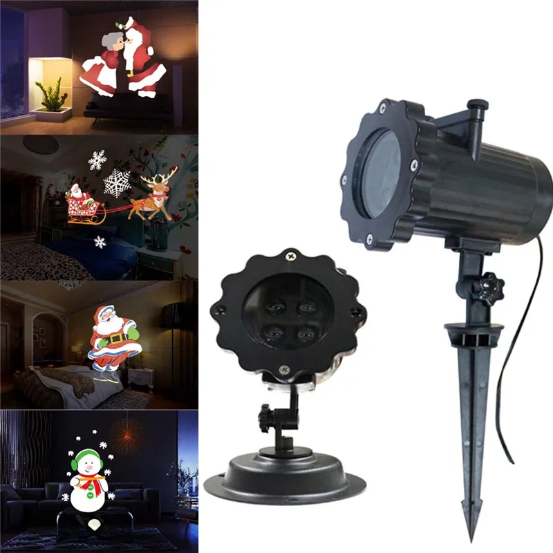 

CLAITE 5W 12 Patterns 4 LED Remote Moving Laser Projector Christmas Landscape Outdoor Garden Stage Light with Plug NEW