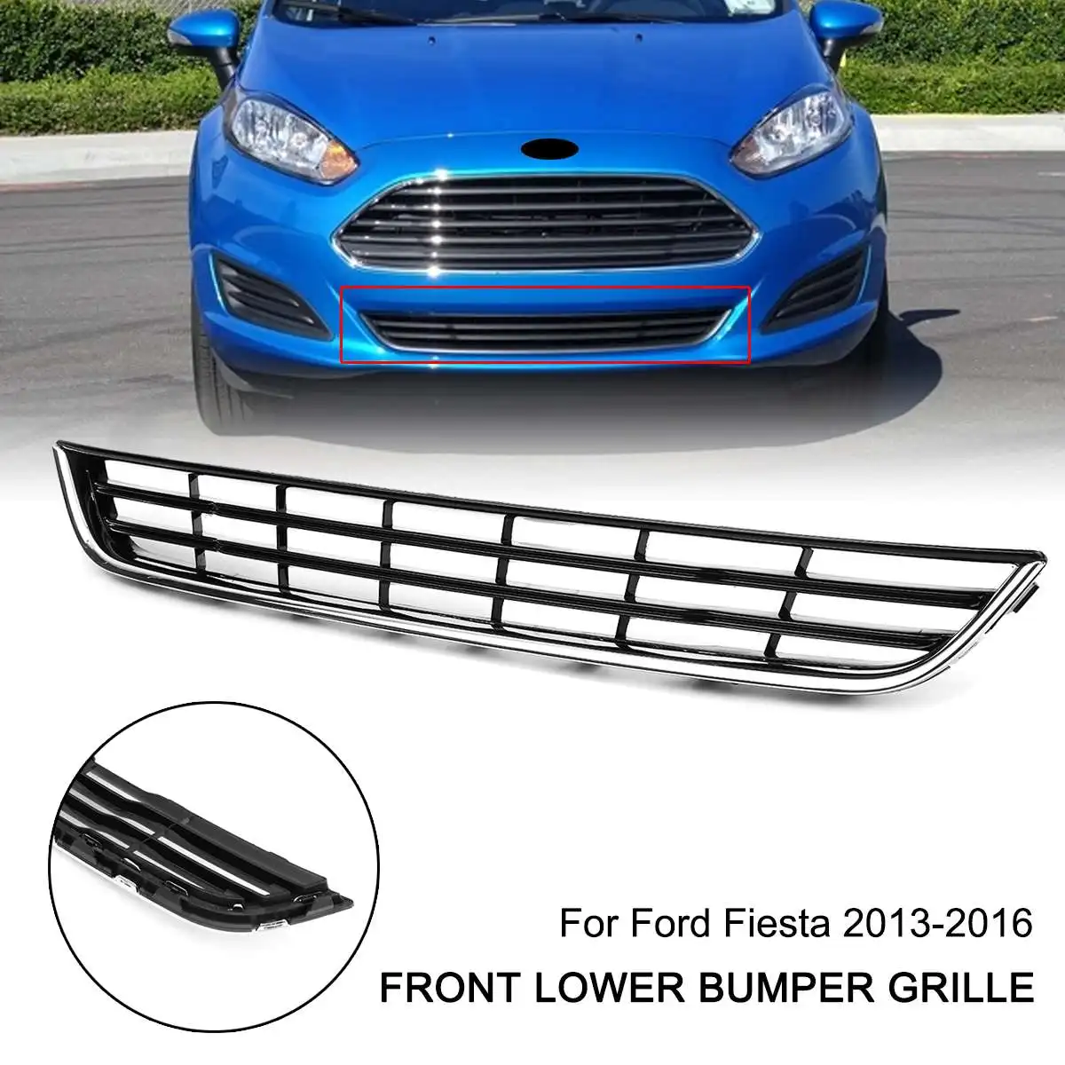 

Car Chrome Front Bumper Center Grill Lower Grille For Ford/Fiesta 2013-2016