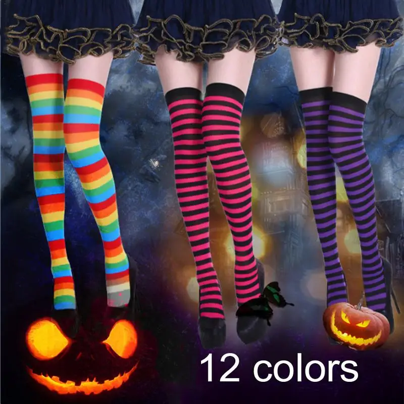 Knee Socks Sexy Slim Striped Long Socks Autumn Winter Christmas Halloween Easter Ball Party Costume Knee High Socks
