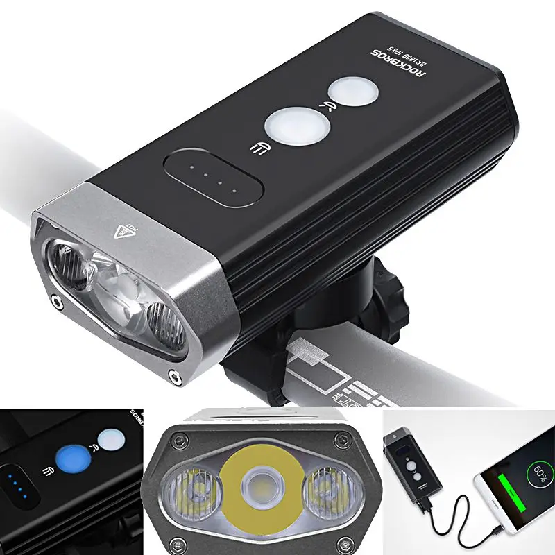 

ROCKBROS 1800LM Rechargeable Bike Light Flood Beam Waterproof Flashlight Bicycle Cycling Motorcycle Bicycle SignalWarningLight