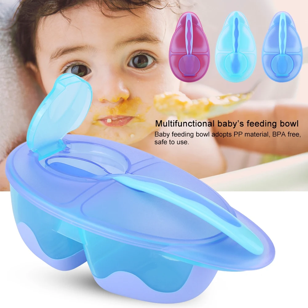 

Temperature Sensing Baby Tableware Bowl Spoon Set Kids Learning Dishes Separate Bowl Baby Dinnerware Set 3 Colors Baby Dishes