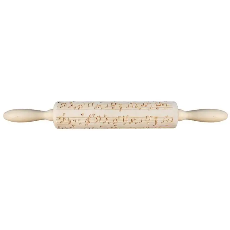 

Musical Note Wood Embossing Rolling Pin DIY Baking Cookies Engraved Stencil Christmas Embossing Rolling Pin Reindeer Snowflake