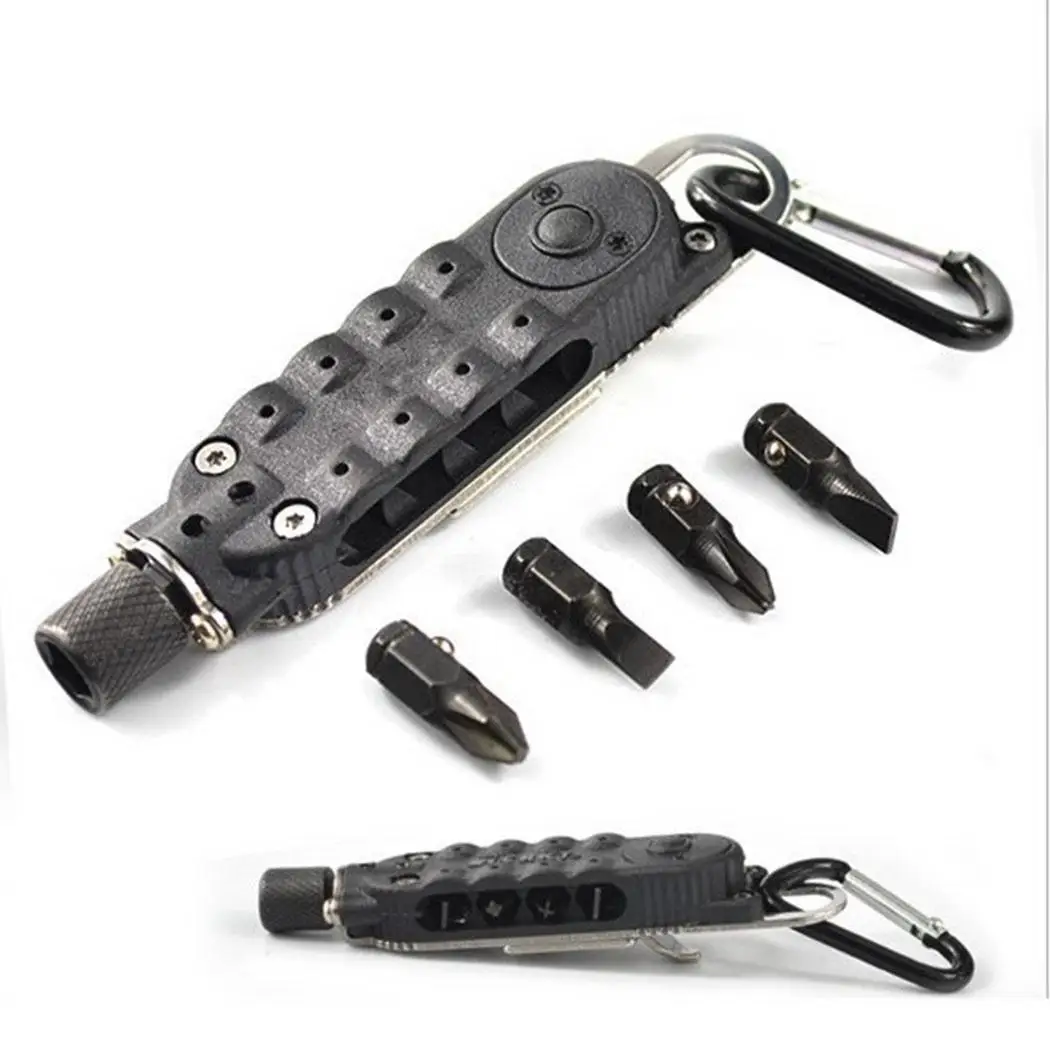 

Outdoor Multi-Tool Screwdriver Adjustable EDC Wrench Jaw Screwdriver Plier Opener Keychain Survival Gear With LED Light