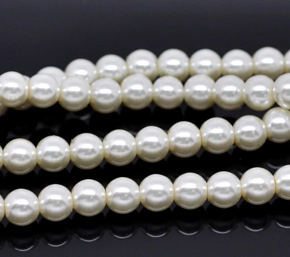 

5 Strands Round Glass Pearl Beads 8mm 82cm(32-1/4") (B13676)
