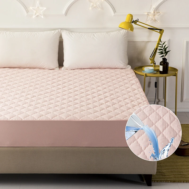 

2018 New Product Waterproof Quilted Mattress Protector Pad Fitted Sheet Separated Water Bed Linens with Elastic 54