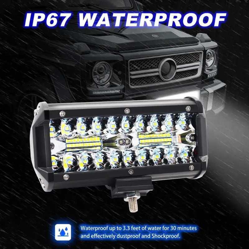 

VODOOL IP67 Car DIY Light Bar 7 inch 3 Row 120W Off Road LED Work Light Bar Waterproof Spot Driving Lamp Car Accessories Lamp