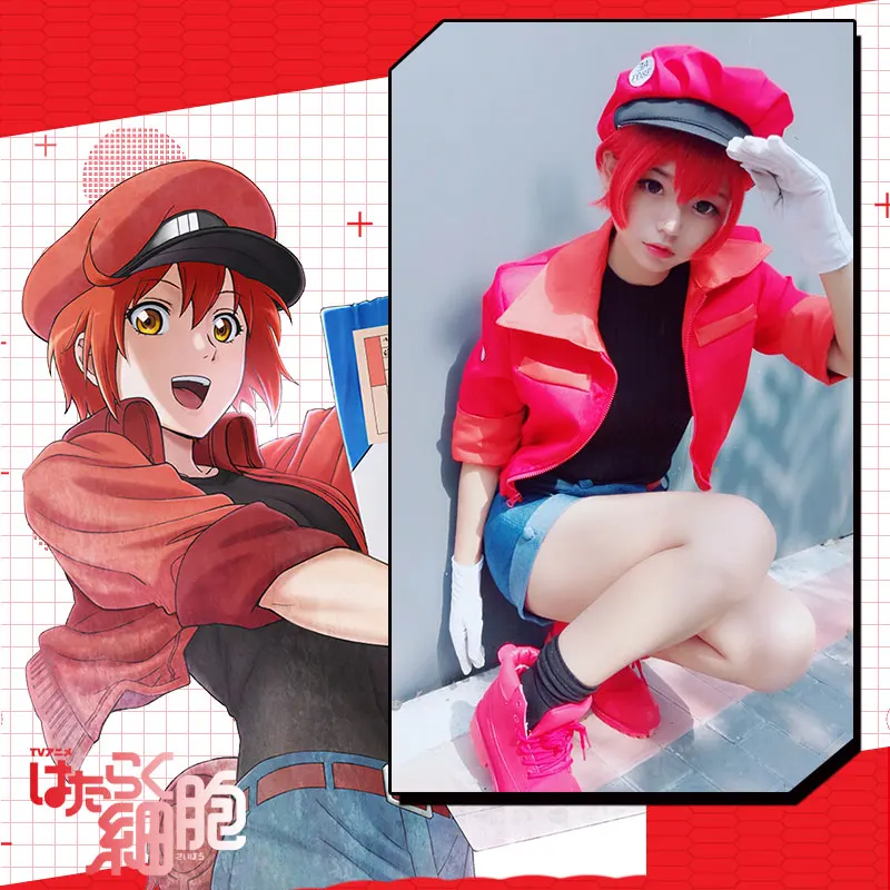 

Milky Way Cells at Work Red Hat Cap Cells At Work Cosplay AE3803 Red Blood Cell Erythrocyte Cosplay Full Costume Hat Shoes