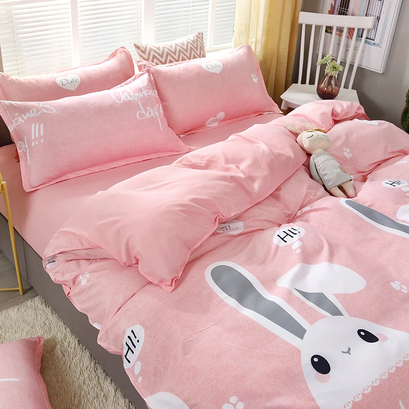 

4pcs/set Cartoon Rabbit Kawaii High Quality Bedding Set Bed Linings Duvet Cover Bed Sheet Pillowcases Cover Set 51