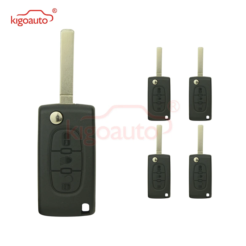 Kigoauto 5 шт. CE0536 3 кнопки VA2 434 МГц для Peugeot 307 Citroen C4 откидной дистанционный ключ |