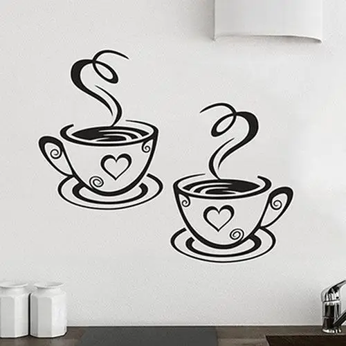 Home Kitchen Restaurant Cafe Tea Wall Sticker Coffee Cups Sticker Wall Decor