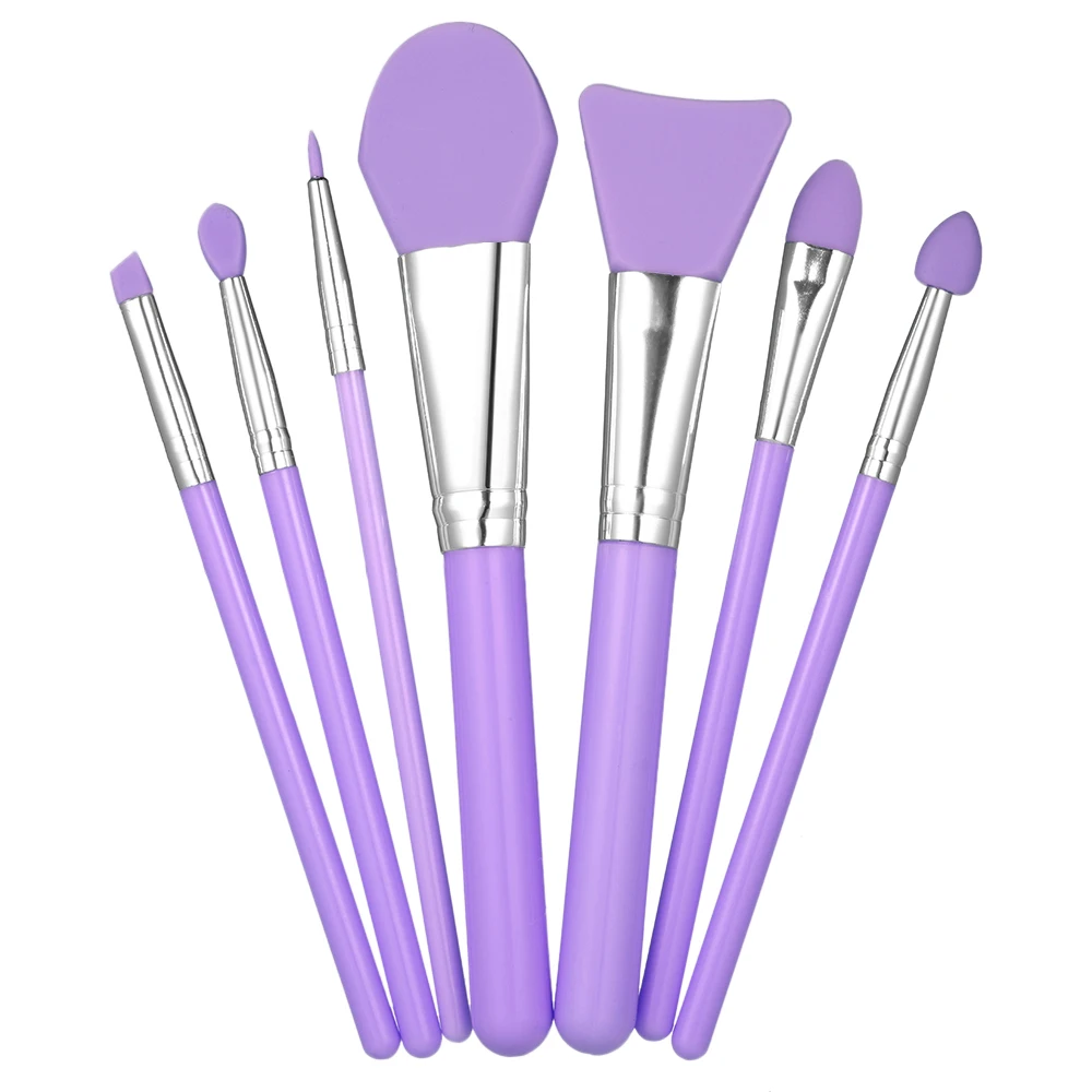 

7Pcs Silicone Makeup Brush Kit Facial Mask Brush Foundation Eyeshadow Eyebrow Brush Cosmetic Make Up Tool 3 Color Options