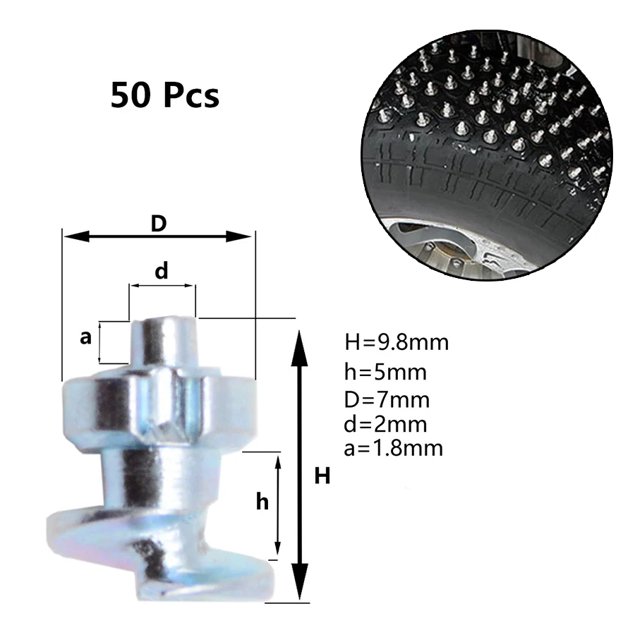 50 шт. зимние Нескользящие шпильки Винт снег шипы колеса шины снег цепи Набор шпилек для авто автомобиль мотоцикл внедорожник ATV грузовик