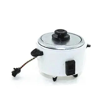 

1:12 Dollhouse Miniature Kitchen Scene Props To Play Metal Rice Cooker Pocket Model