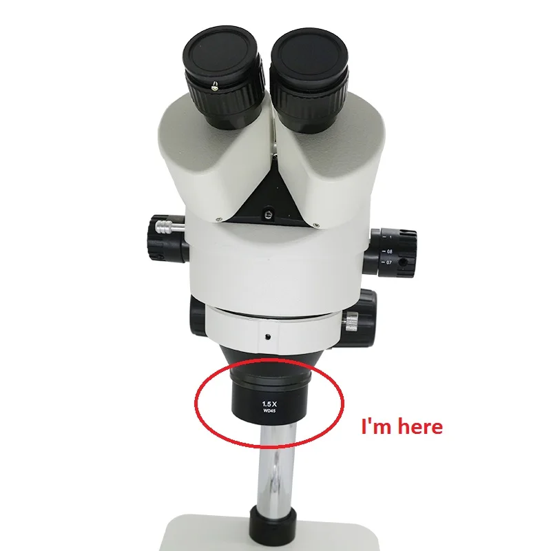 1.5X Barlow Auxiliary Objective Lens for Stereo Microscope with Working Distance 45mm Optical Lens Mounting Thread M48 x 0.75