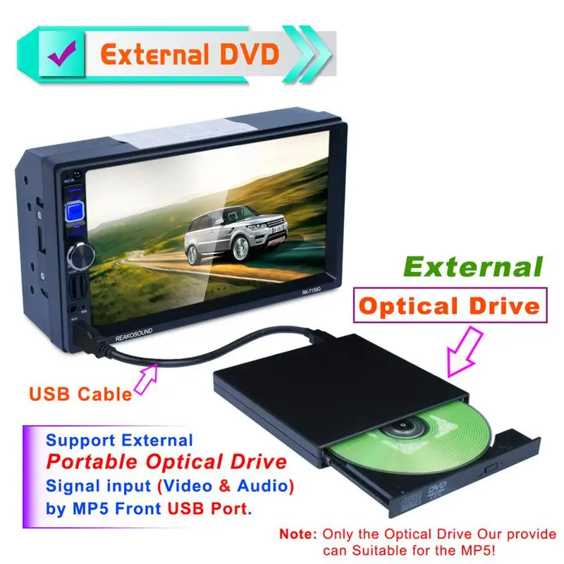 

Universal USB 2.0 Portable External Car CD/DVD Player Drive Car Disc Support Car MP5 Player for iMac/MacBook Air/Pro Laptop PC