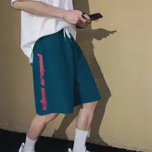 Мужская верхняя одежда шорты 19 летние новые свободные супер огонь пять брюки спортивные шорты с принтом Прямые пляжные брюки Молодежная мужская одежда