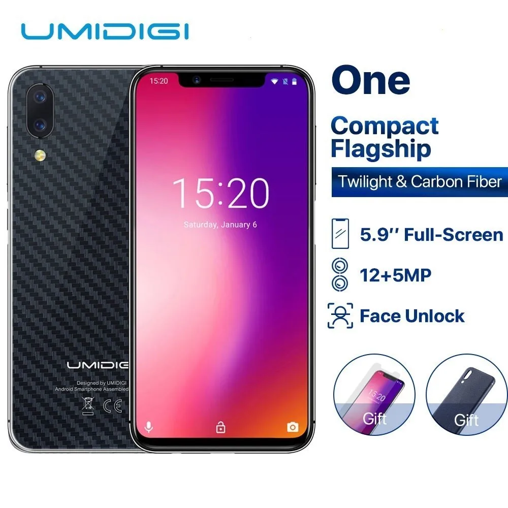 UMIDIGI один глобальный версии 5,9 "fullsurface мобильного телефона Android 8,1 P23 Octa Core 4 Гб 32 GB смартфон 12MP + 5MP двойной 4G мобильный телефон