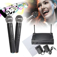 Sistema de micrófono inalámbrico de mano profesional VHF Dual con receptor, micrófono Kareoke para fiesta, estudio o karaoke