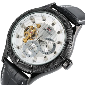 

Men's Skeleton Watches Automatic Self-Wind Mechanical Luxury Wristwatch Leather Stainless Steel Case Business Watch Reloj Hombre