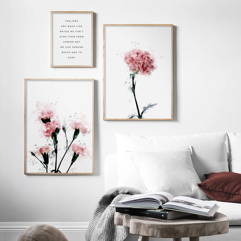 

3 Pieces Watercolor Pink Peony Lily Nordic Posters And Prints Wall Art Canvas Painting Flower Wall Pictures For Living Room