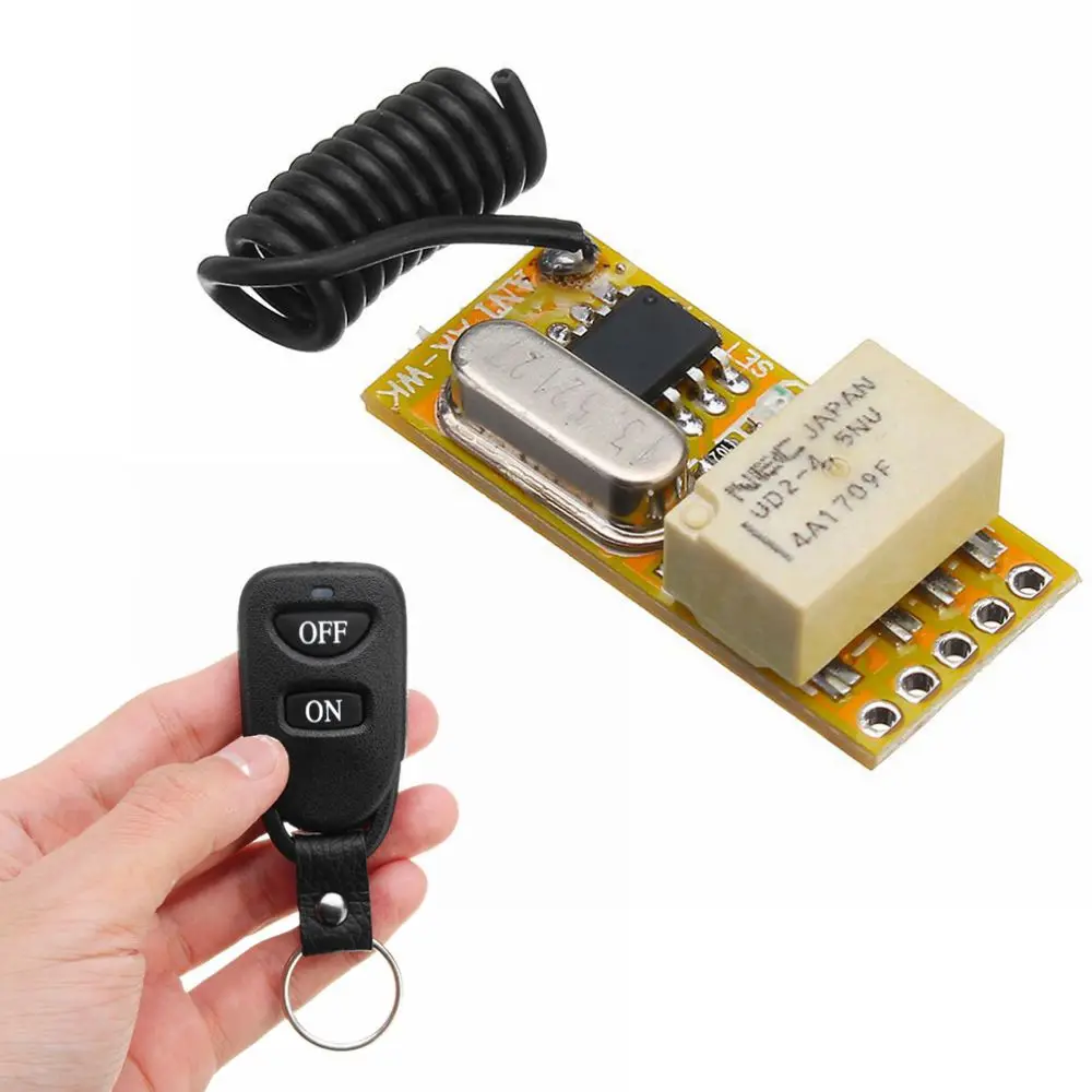 

DC 3.7V-12V Mini Wireless Remote Control Switch Relay Micro Receiver Transmitter System For LED Light Smart Home