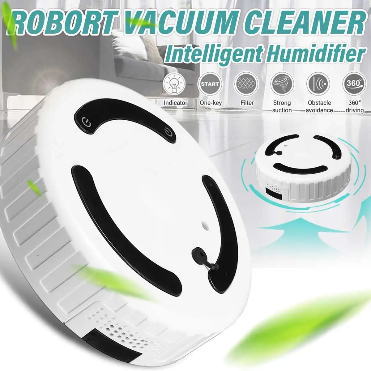 

Household Automatic Sweeping Robot Noiseless Vacuum Cleaner Essential Oil Humidifier Sweeper USB Charging Floor Cleaning Machine