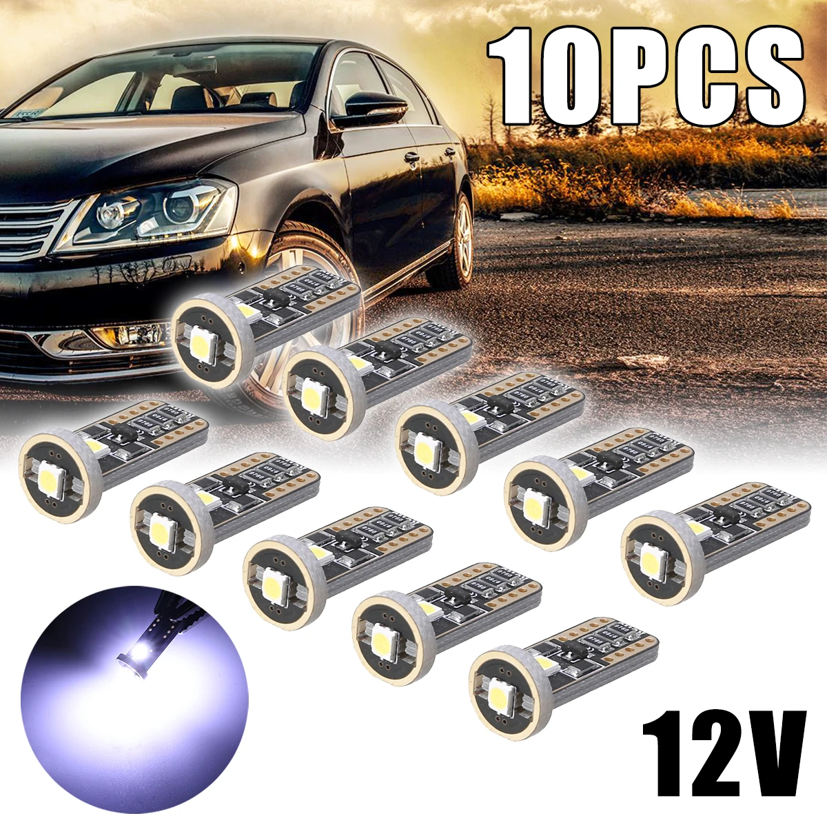 

For Car Lighting 10pcs T10 3030 Car Wedge Side Light 3SMD LED Canbus Error Free Bulb Super White Car Signal Lamp Mayitr