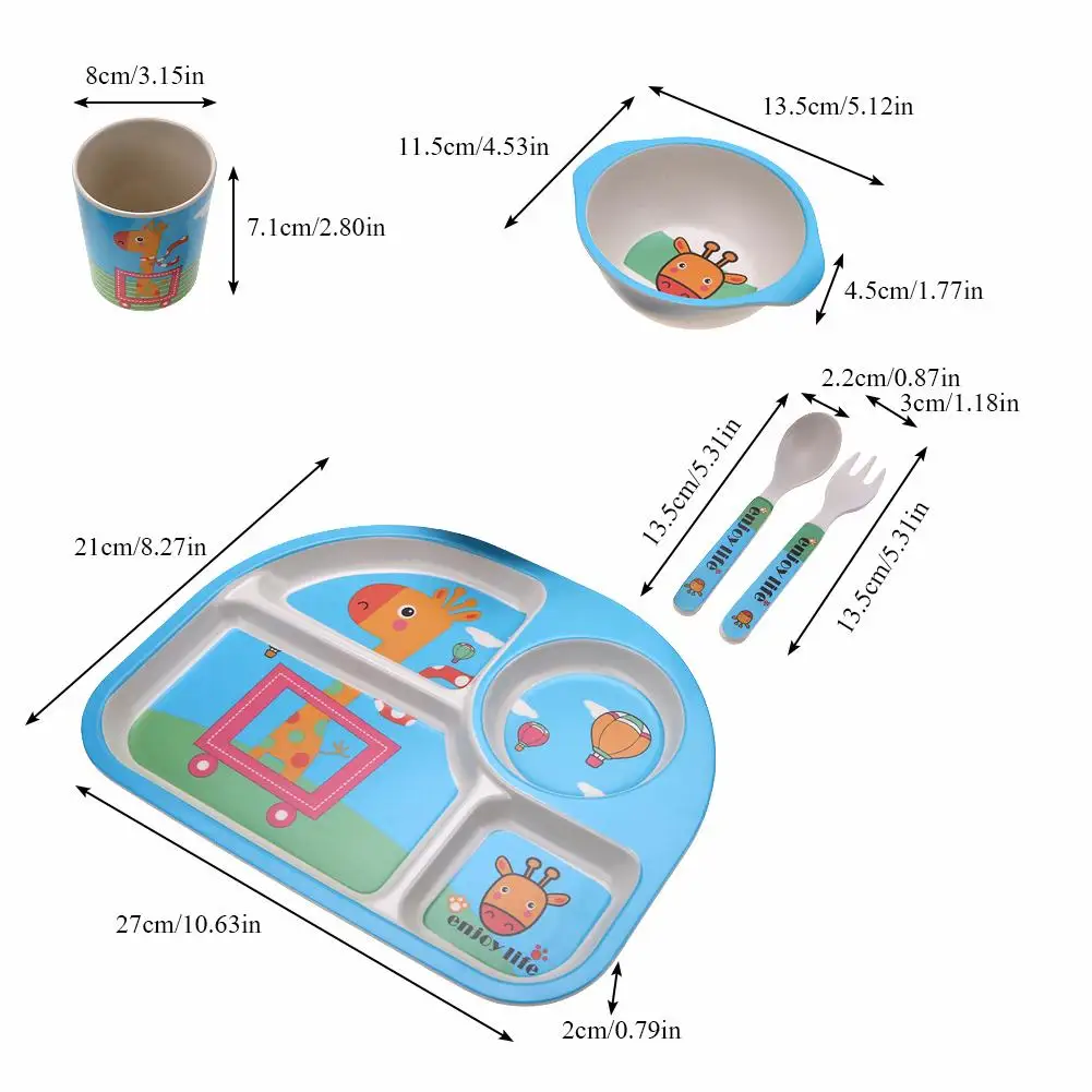 5 шт./компл. eco-friendly детское нижнее белье из бамбукового волокна тарелках 4 слота детская посуда столовая посуда креативный подарок для малышей