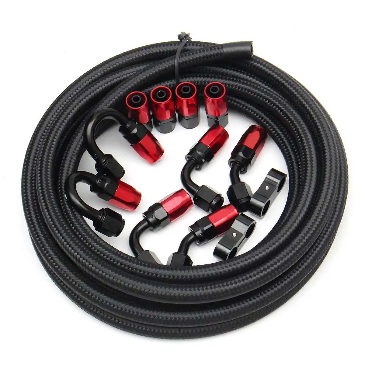 

5m Black AN6 Steel/Nylon Braided 6AN Oil/Fuel line/Hose+Fitting/Hose End/Adaptor Kit T7 Aluminum Alloy