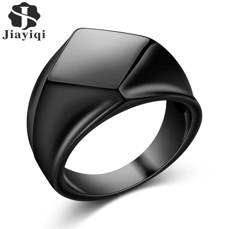 Jiayiqi, 2019, nuevos anillos para hombre, estilo Retro geométrico, anillos Punk, joyería masculina, anillo Unisex en negro, dorado, plateado| Anillos| - AliExpress