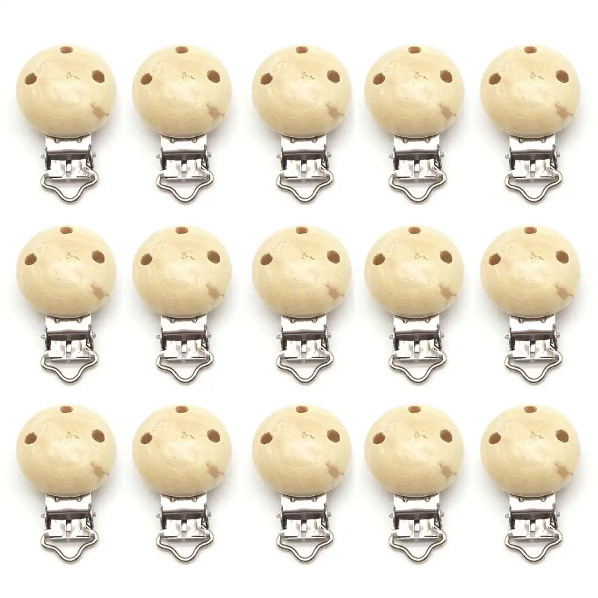 

15Pcs Wooden Suspender Soother Pacifier Holder Safe Dummy Clips For Babies Feeding Safe Infant Soother Teether