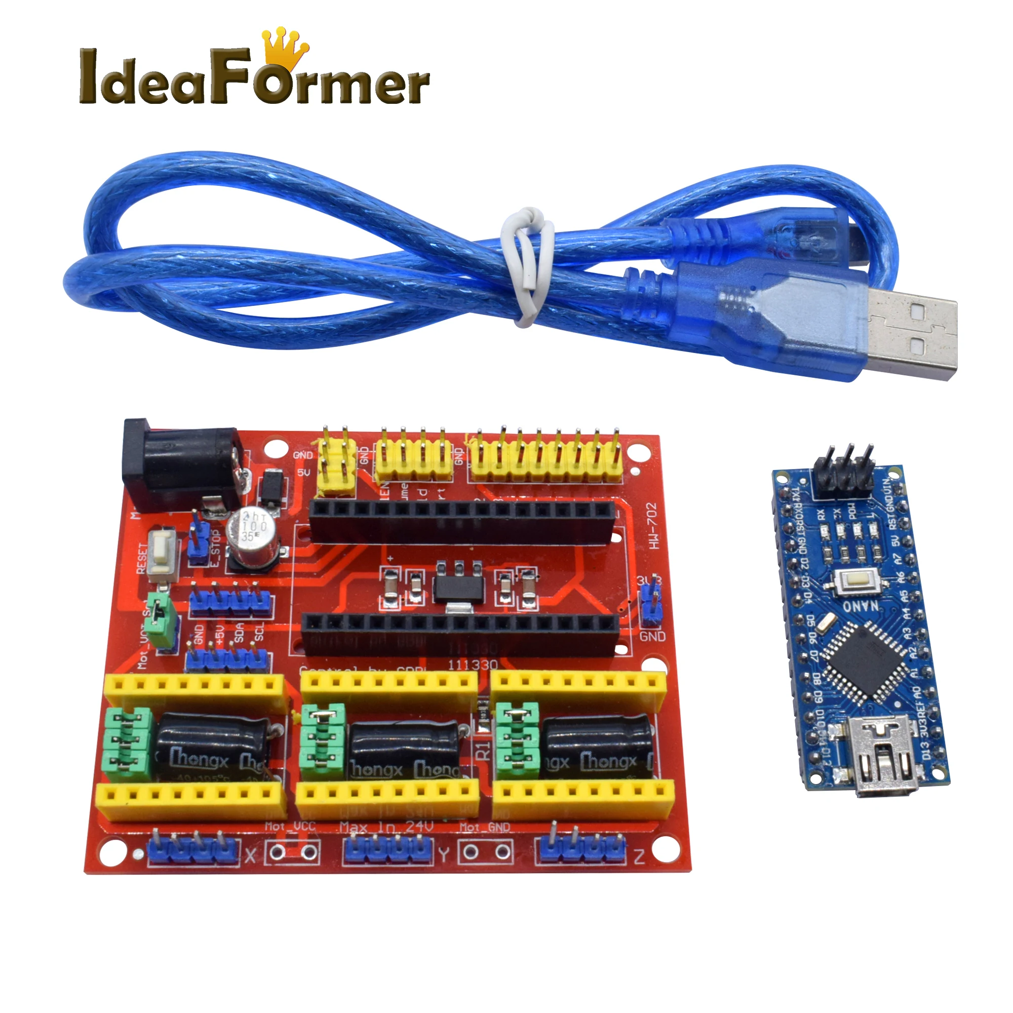 Crazy Sale JKI 3DV4 CNC Shield V4 + Nano 3.0 + 3pcs A4988 Red or Green Reprap Stepper Drivers Set For Arduino 