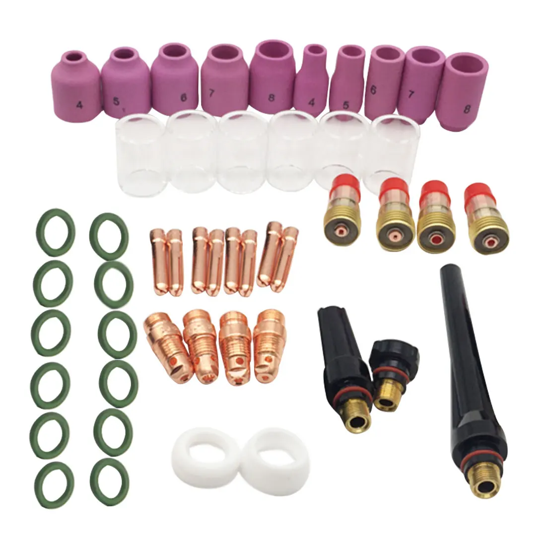 American Standard 49-Piece TIG Welding Kit - Stubby Gas Lens #10 Pyrex Cups For WP-17/18/26 Torches