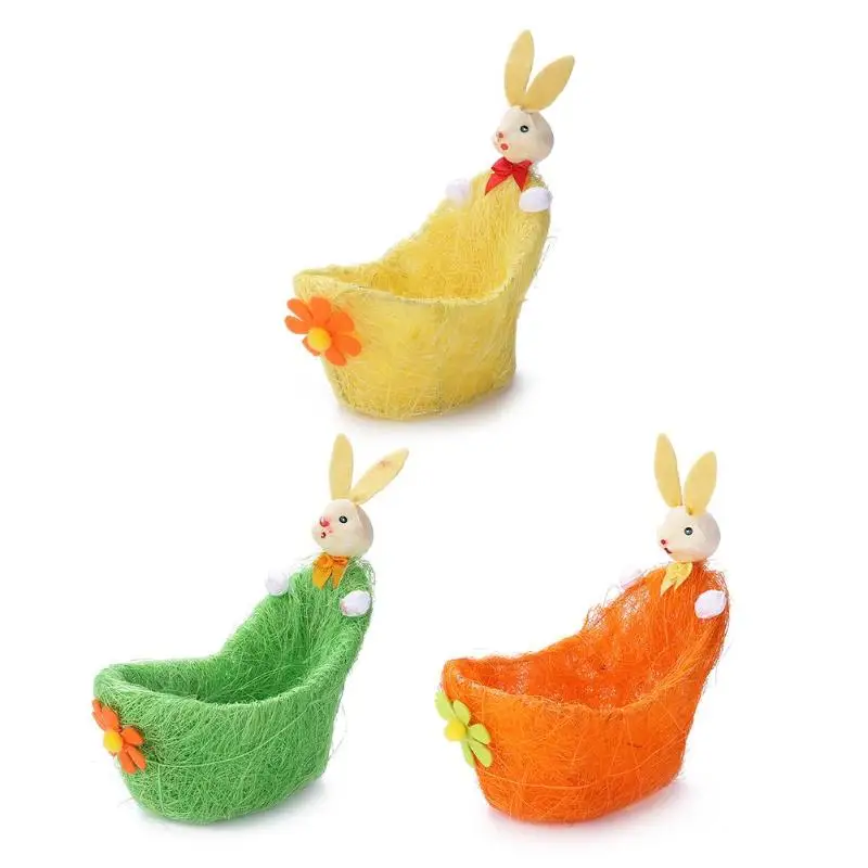 Милые 3D цветок пасхальные корзины конфеты, снек Яйцо сумка подарки для детей милый кролик украсить подарок для детей