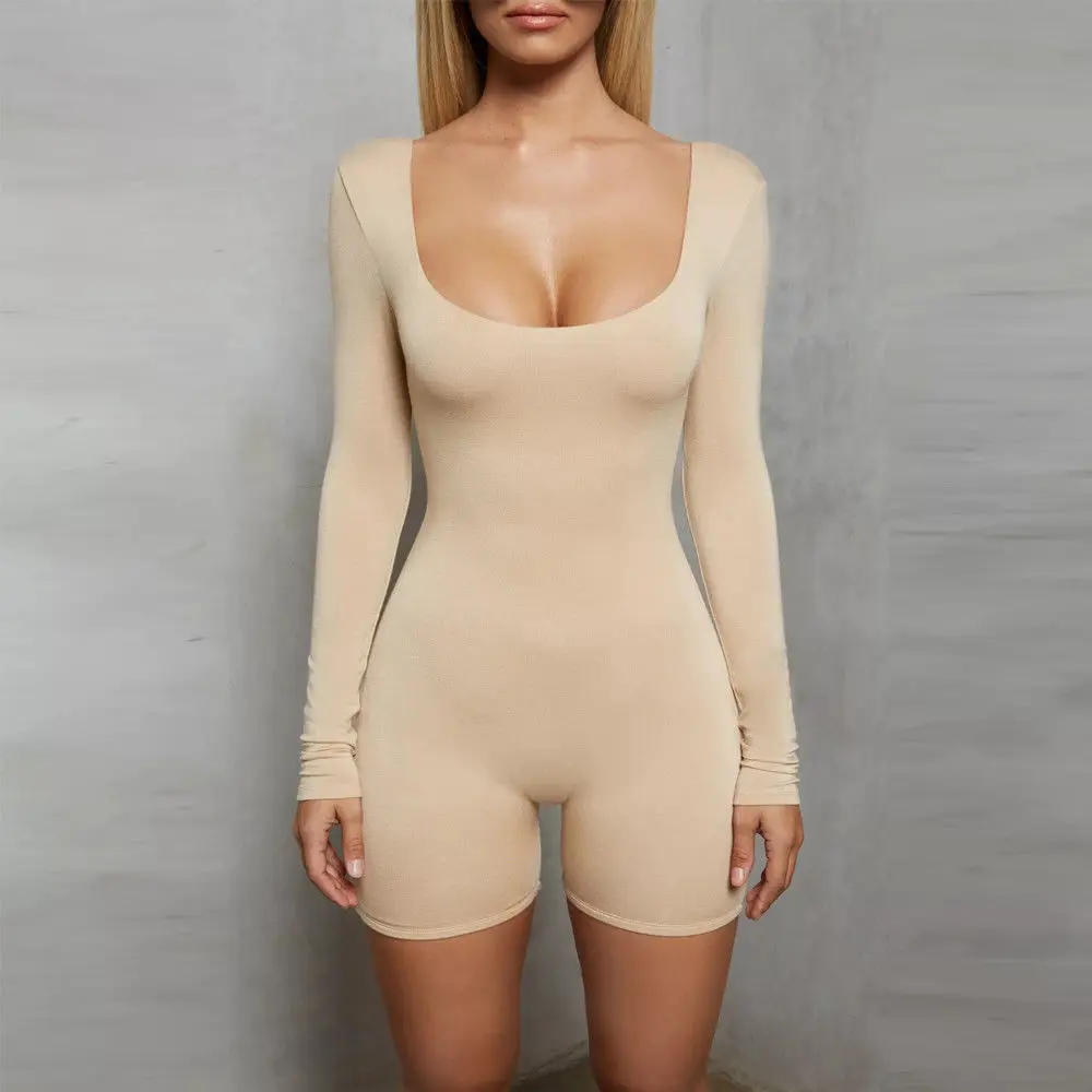 Fashion Casual Womens Ladies Skinny Scoop Neck Bodysuit