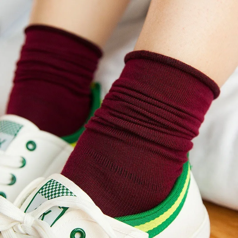 

Heap Day Solid Color Woman White Full Cotton Candy Autumn And Winter Restore Ancient Ways Mori Short Boots Socks Stockings Tide