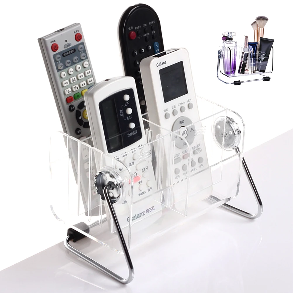 

6 Grid Transparent Acrylic Remote Controller Organizer Storage Box Rotary Desktop Phone Holder Cosmetic Container Dropshipping